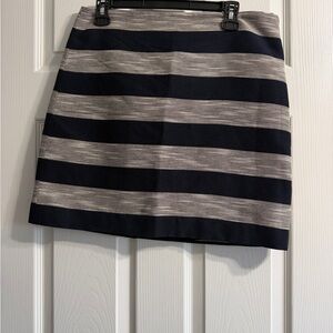 LOFT Black and Gray Striped Mini Skirt